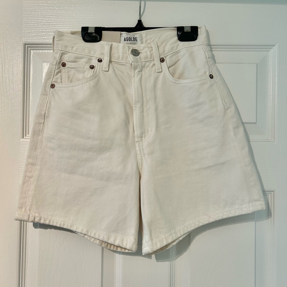 NWT AGOLDE Stella White Denim Shorts